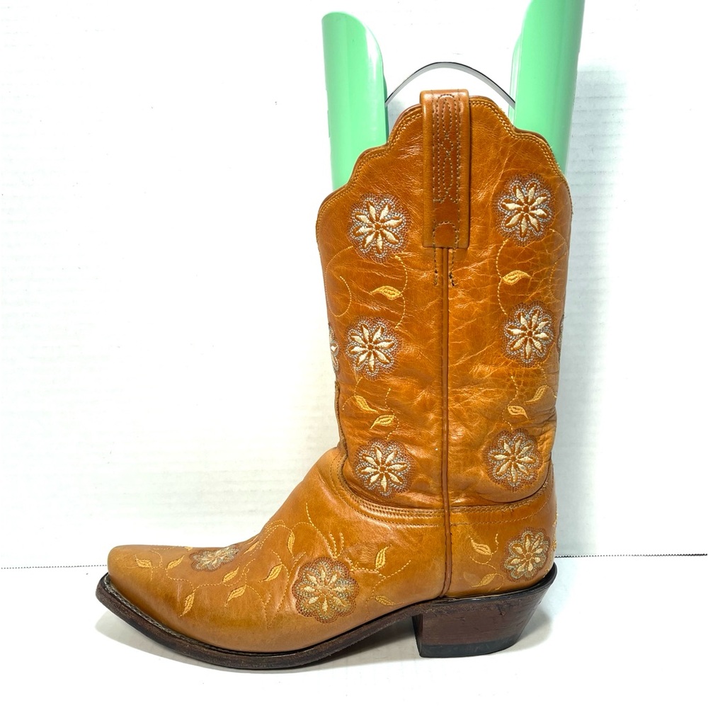 Lucchese 1883 Stitched Floral Pattern Leather Boots Women’s Size 9C.